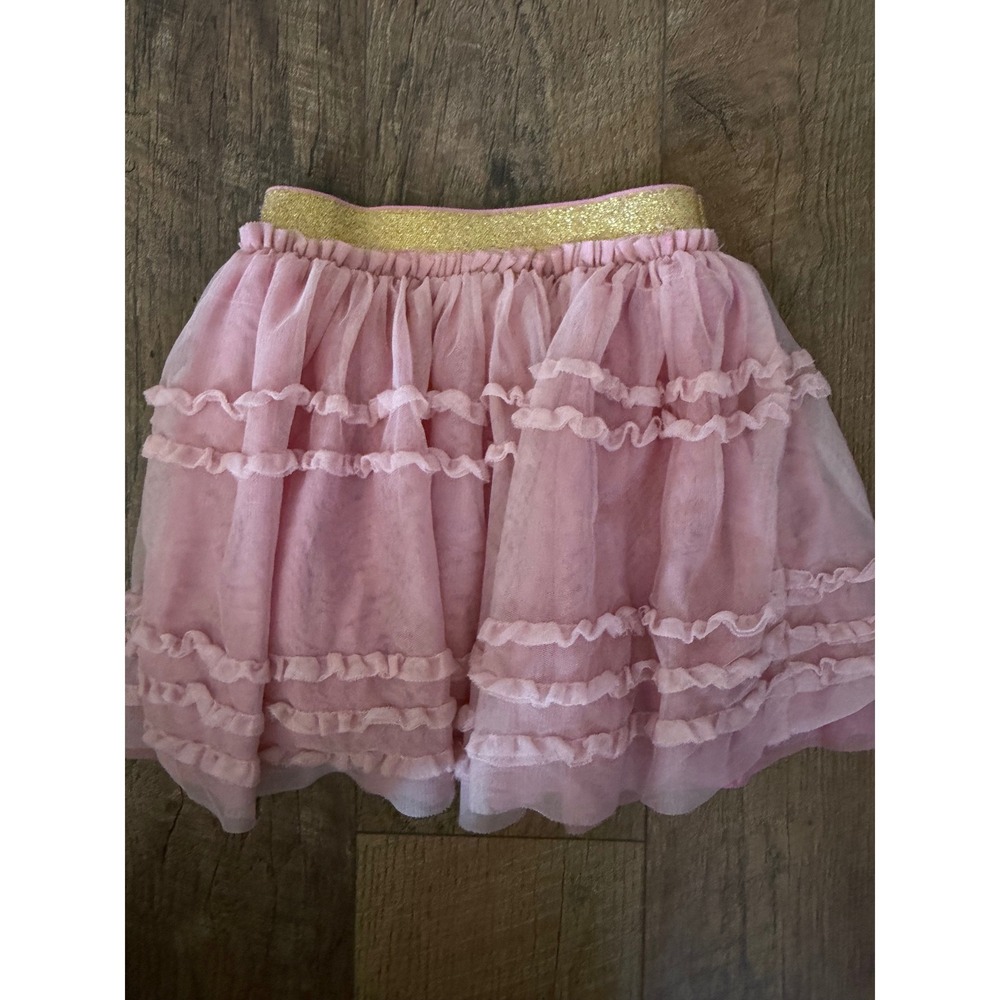 Mini Boden Tulle Ruffle Skirt Girls 3-4Y Pink Glitter Waistband